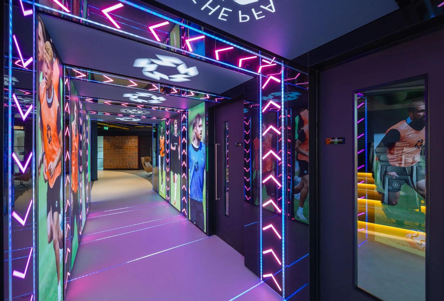 Professional Footballers Association (PFA) immersive LED tunnel in their Manchester office